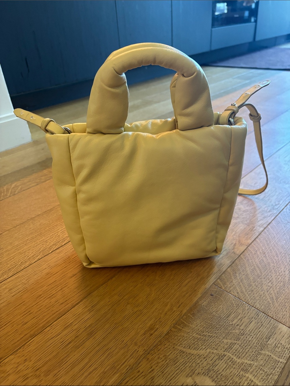 Padded Mini Tote Bag in Yellow with Detachable Strap